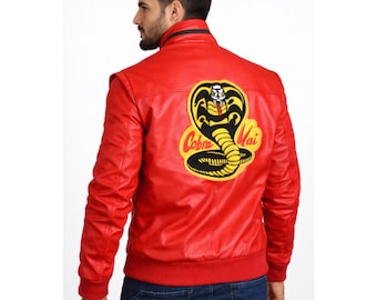 Cobra Inspired Leather Bomber Jacket | Handmade Men’s Motorcycle Jacket | Gifts for Valentines