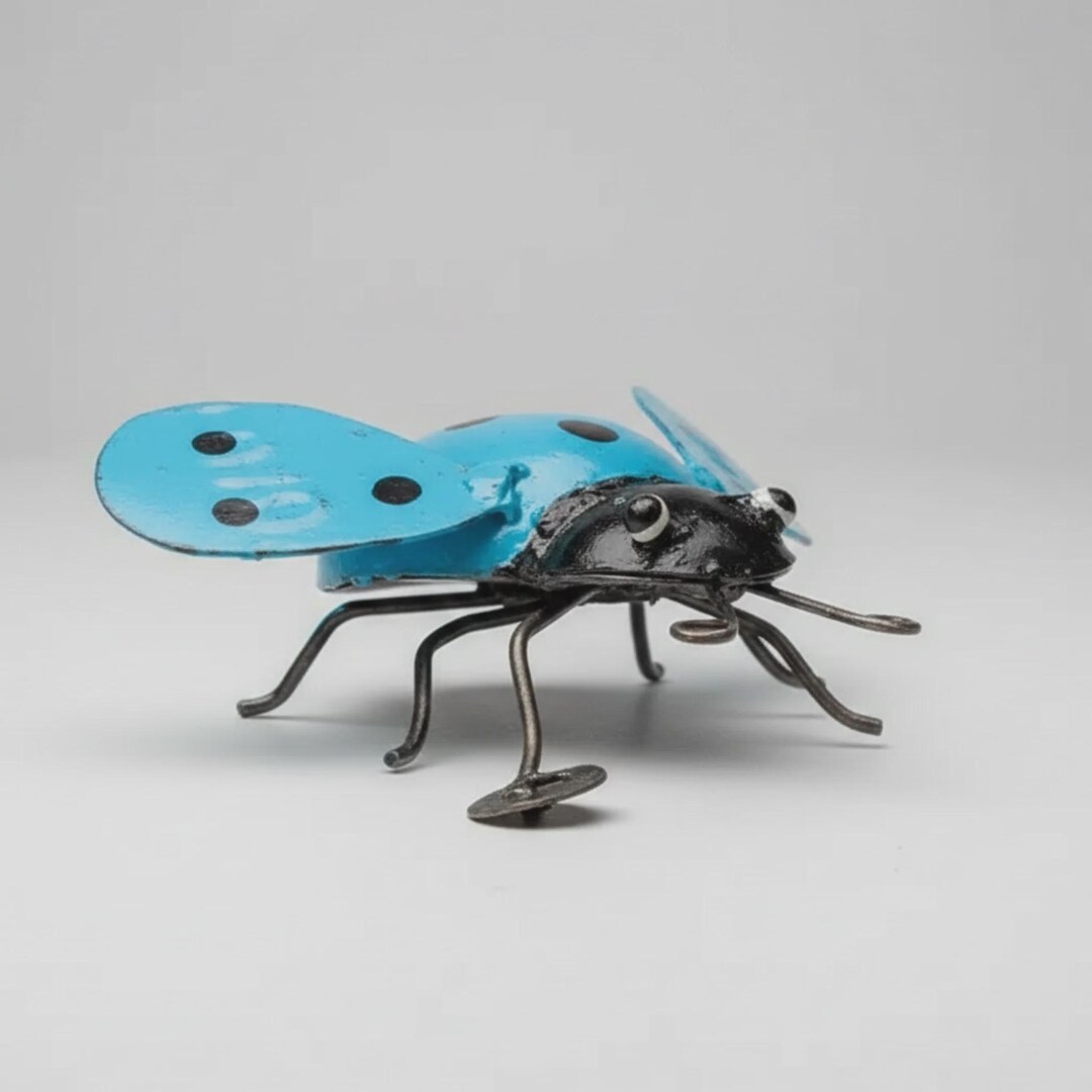 Blue Ladybug | Reclaimed Metal Sculpture | Outdoor (garden) & Indoor ...
