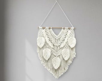 Handgemaakte muurhanger macraméblad – Boho Home Decor