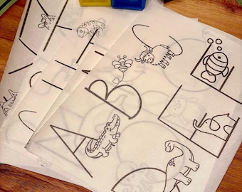 Borduurpatroon dierenalfabet | A–Z-steekontwerpen |  Borduurletters voor beginners in de kinderkamer | Cadeau kraamcadeau