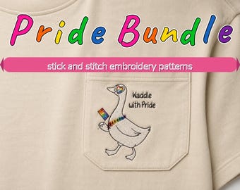 Pride Goose, regenboog, vlag, liefde is liefde digitale borduurpatronen | Stick- en Stitch-transfers (downloadbaar product)