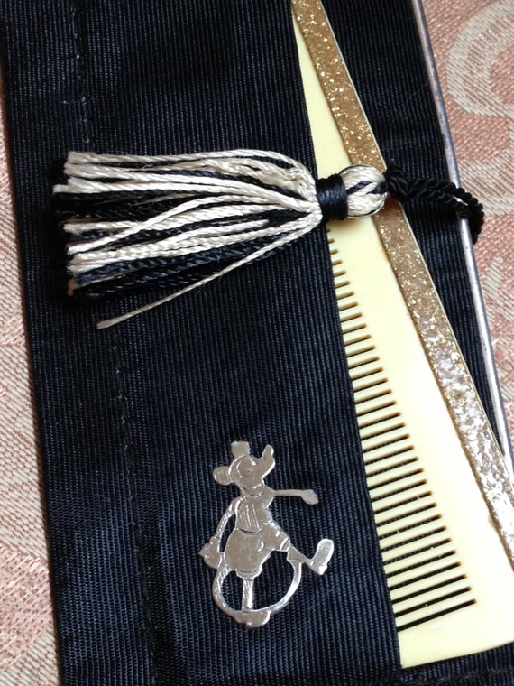 Mickey Mouse Mirror Celluloid Glitter Comb As Is 3