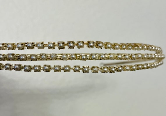 Vintage Tiara Metal Faux Pearl Headband Coronatio… - image 8