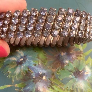 Blue Rhinestone Cuff Bracelet 1950s