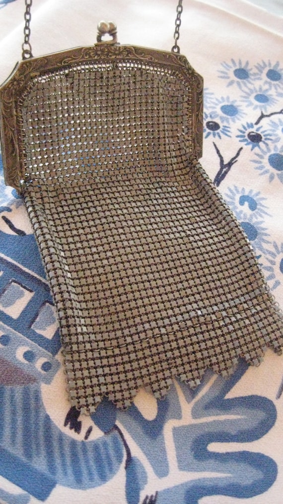 Metal mesh bag WHITING and DAVIS EARLY 20th c Blue Gr… Gem