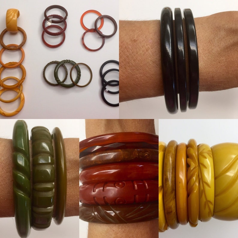 Green, Brown, and Yellow Sapphire Bakelite Bangle main image 1