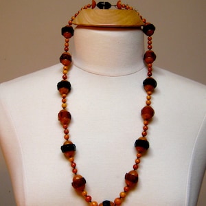 Necklace Bakelite Faceted  Black Yellow Beads Rare