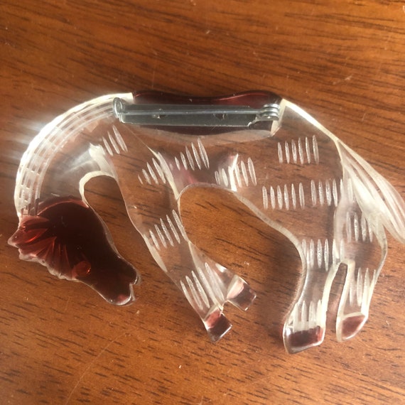 Lucite Brooch Mid Century Western Horse - image 5