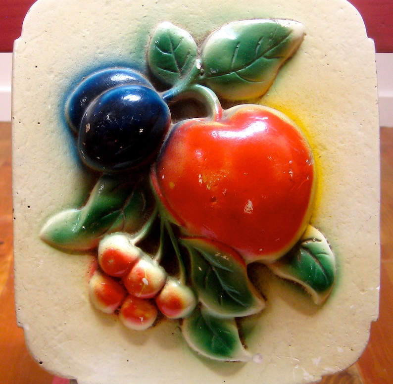 Set 2 Vintage Chalkware Fruit Wall Plaques as Is Etsy