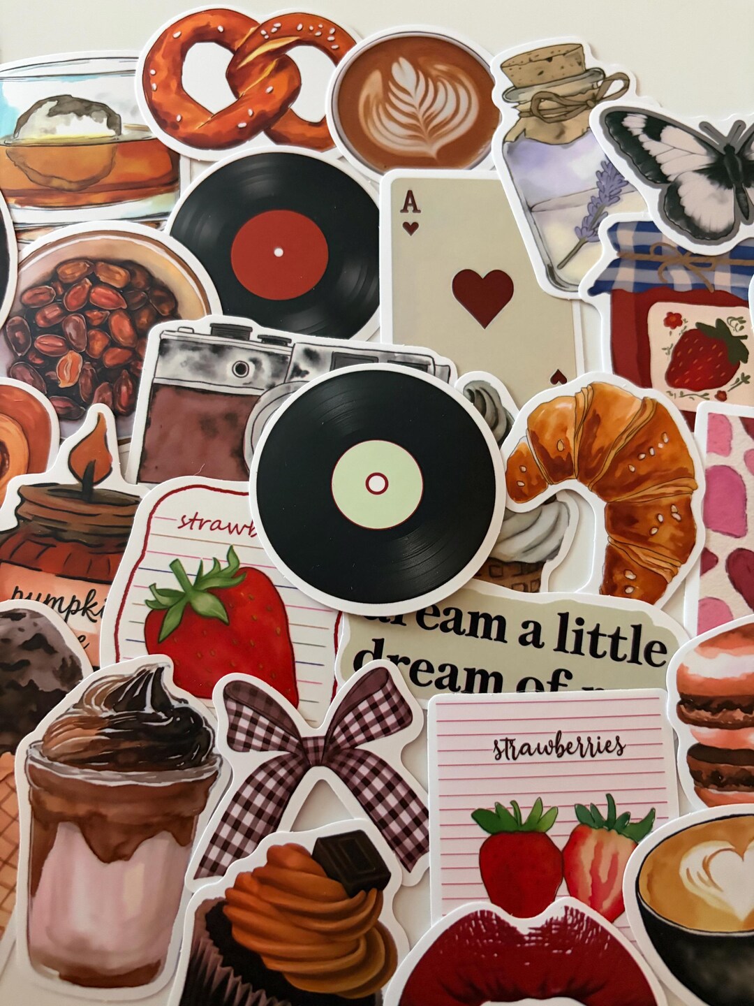 Red Sticker Old 50pcs Retro Red Analogue Stickers, Scrapbooking and Crafts - Etsy