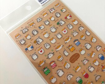 Mind Wave Hedgehog Stickers, Japanese Stationery, Planner Kawaii
