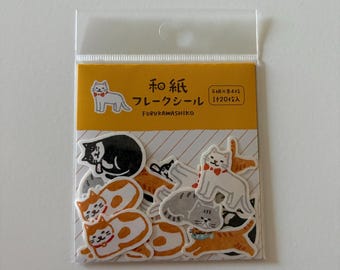 Washi Flake Stickers | Japanese Stationery Furukawa Shiko | Japan Cat