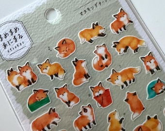 Fox Mame Mame Sticker Sheet | MINDWAVE Japan | Cute Animal Stickers Journaling Scrapbooking Crafts