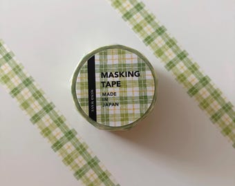 Green Check Washi Tape - Japanese Stationery, Scrapbooking MIND WAVE JAPAN