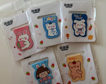 Kawaii Animal Magnetic Bookmark - Bear, Cat, & Bunny