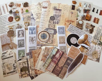 Dark Academia Light Ephemera Vintage-Style Bundle Papers Stickers Journaling Supplies