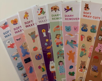 Foglio di adesivi Kawaii Bear - Adesivi per album di ritagli e journaling