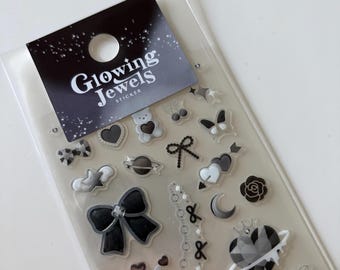 Glowing Jewels Sticker Sheet | MIND WAVE Japan | Toploader Card Journal Scrapbooking Stickers