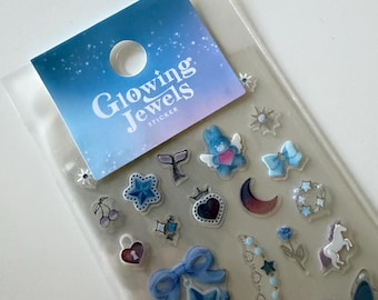 Glowing Jewels Sticker Sheet | MIND WAVE Japan | Toploader Card Journal Scrapbooking Stickers
