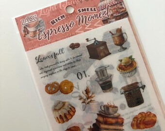 Adesivi Washi Autumn Coffee - Dark Academia Journaling, set da 4