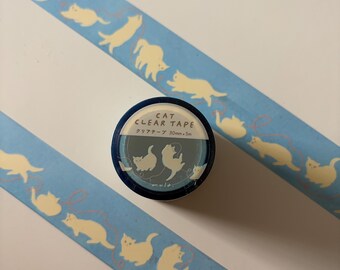 Nastro adesivo trasparente con motivo gatto / Washi giapponese in PET per journaling e scrapbooking / RYURYU