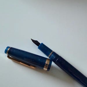 Transparent Deep Sea Navy Glittery Style Fountain Pen | M Tip 0.7mm | Beginner User | Craft Supplies Journalling