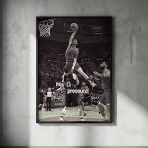 Ja Morant “No Pressure” Poster – Memphis Grizzlies Dunk Wall Art, Motivational Basketball Print for Sports Fans, Man Cave Bedroom Decor.