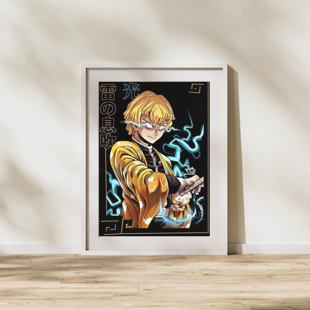 Zenitsu Agatsuma Demon Slayer Poster Thunder Breathing Anime Wall Art ...