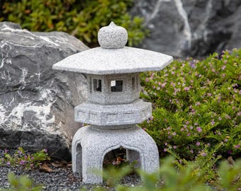 Hand-Carved Granite Yukimi Stone Lantern | Japanese Zen Garden Decor