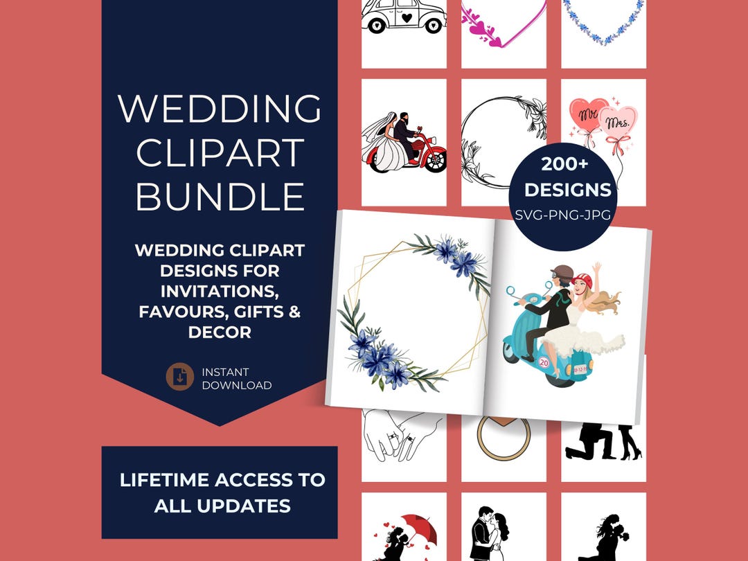 Wedding Clipart Bundle Png Svg Jpg | Floral Wedding Graphics ...
