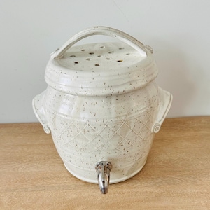 Handmade Stoneware Kombucha Crock with Spigot & Lid - 1.5 Gallon Continuous Brew Fermentation Pot - Herron Avenue Studios Asheville NC
