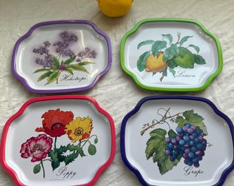 Juego de bandejas para aperitivos con motivos botánicos vintage / Hecho en Japón / Decoración de cocina rústica