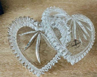 Vintage Wedgwood Crystal Heart Dish | Full Lead Crystal Potpourri Holder | West Germany Trinket Bowl in Original Box