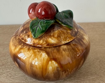 Vintage St. Peter Graz Cherry Covered Bowl | Austrian Ceramic Candy Dish | St. Peter Keramik Lidded Pottery Jar