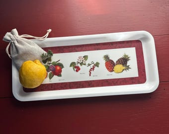 Vassoio da frutta vintage italiano / Vassoio da cucina botanico / Decorazione in stile rustico/country