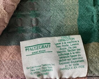 Vintage Pfaltzgraff Cotton Tablecloth - Pastel Plaid with Huck Weave Embroidery - 79" x 52" - Farmhouse Cottagecore Kitchen Linens