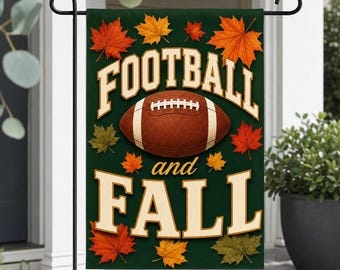 Football Garden Flag, Fall Football Yard Decor, Football Season Garden Flag, Autumn Leaves Porch Flag, Game Day Outdoor Decor