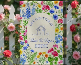 Personalized Floral Garden Flag, Nana Grammy Grandmother Personalize, Flag , Grandparents Custom Names , Mother's Day Mimi Gigi Mamaw