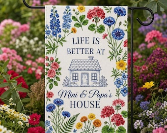 Personalized Floral Garden Flag, Nana Grammy Grandmother Personalize, Flag , Grandparents Custom Names , Mother's Day Mimi Gigi Mamaw