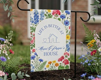 Personalized Floral Garden Flag, Nana Grammy Grandmother Personalized Flag |Grandparents Custom Names | Mother's Day Mimi Gigi Mamaw