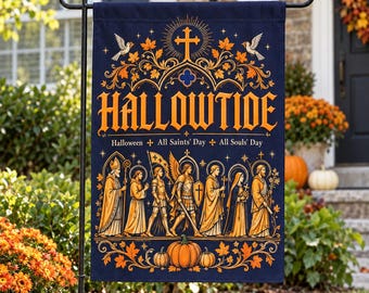 Hallowtide Garden Flag, All Saints Day Decor, Christian Halloween Flag, Catholic Fall Yard Decor, All Souls Day Garden Flag