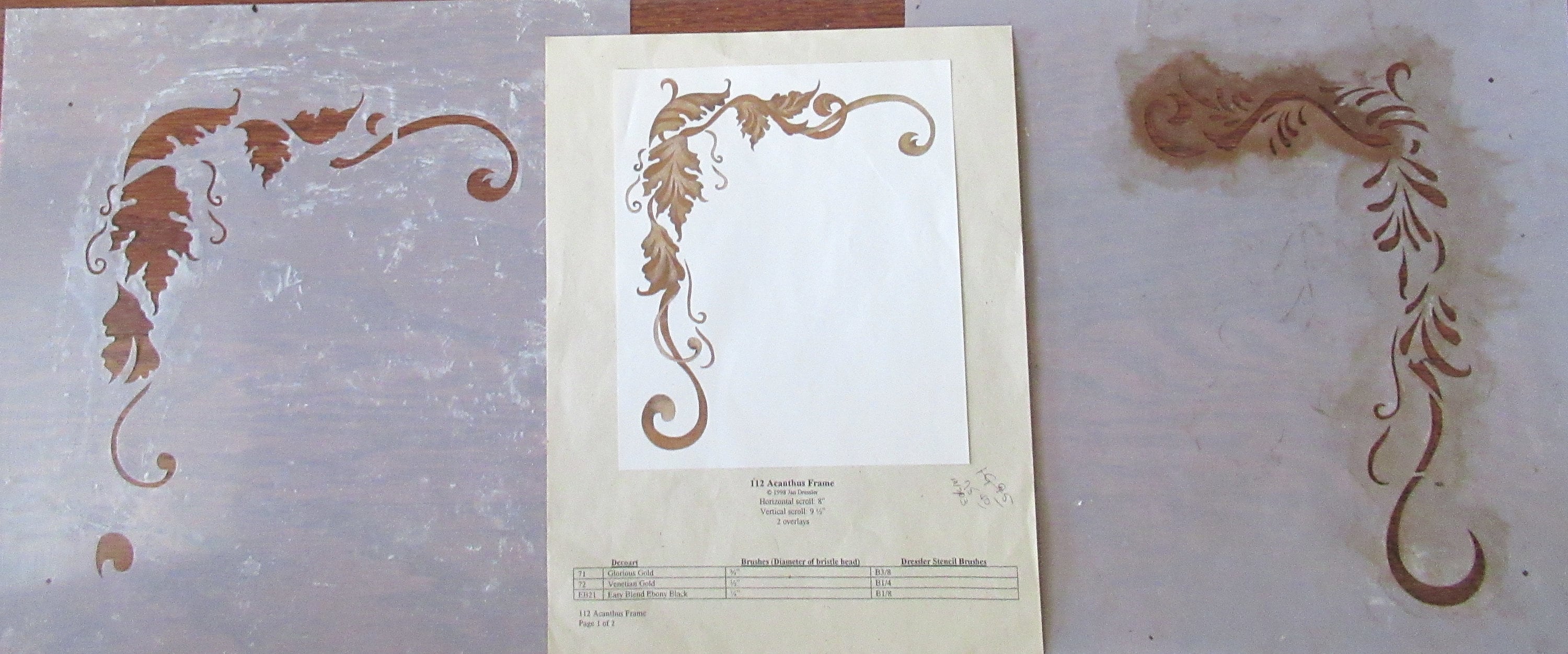 Jan Dressler Stencil acanthus Frame 112 Scroll Vintage Corner Stencil