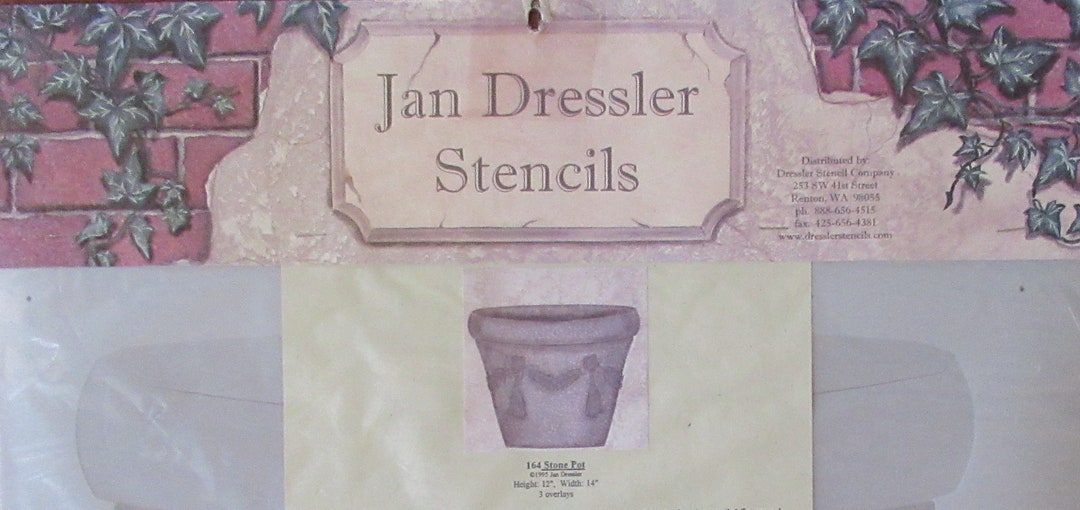 Jan Dressler Stencil stone Pot 164 Never Opened or Used Height 12 X