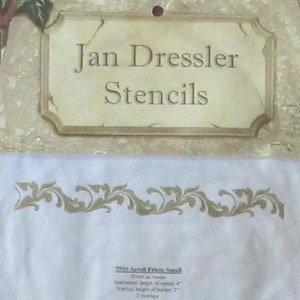 Jan Dressler Stencil ~ &quot;Scroll Frieze Small&quot; #755S From 2003 ~ Never Opened or Used ~ Elegant Border/Wall Or Furniture