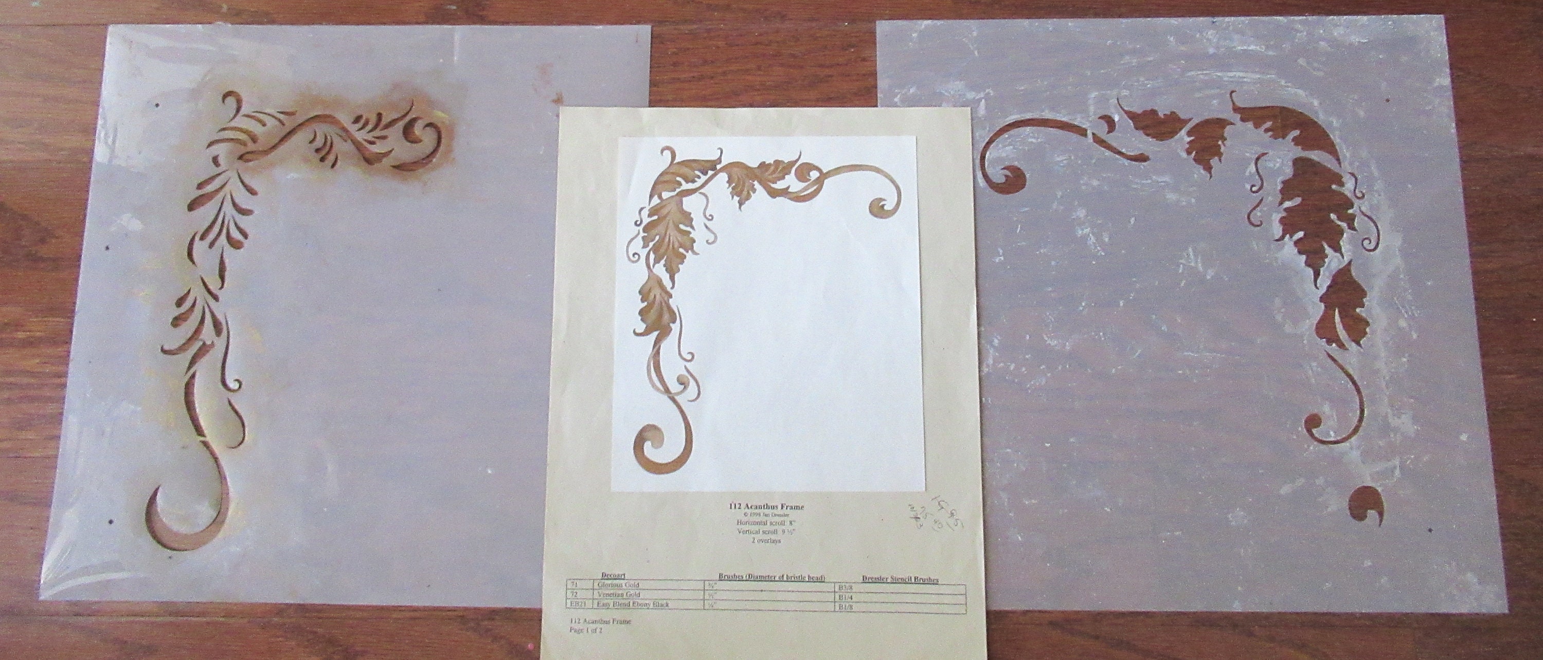 Jan Dressler Stencil acanthus Frame 112 Scroll Vintage Corner Stencil