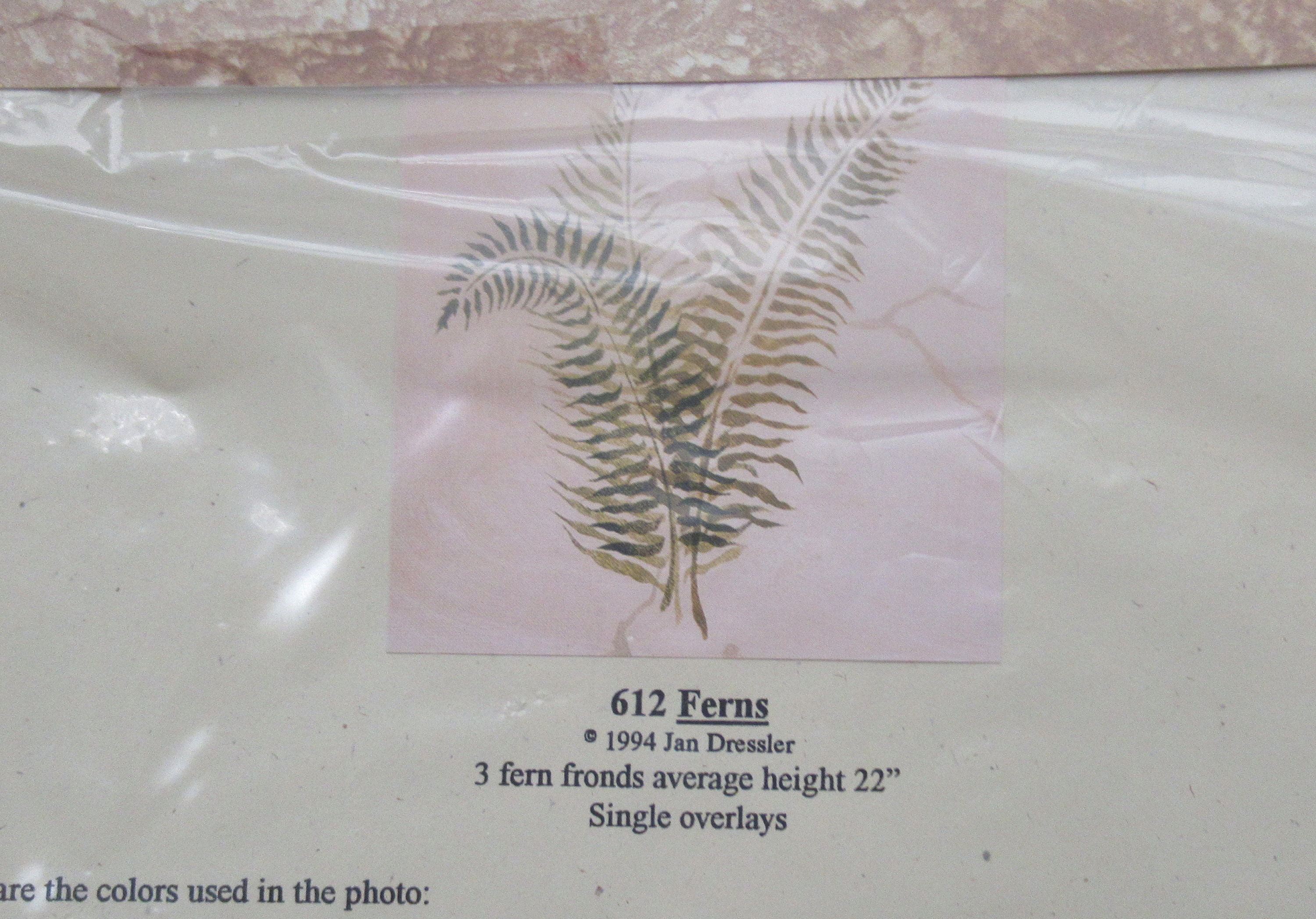 Jan Dressler Stencil ferns 612 From 1994 Package Opened & Used for Wall