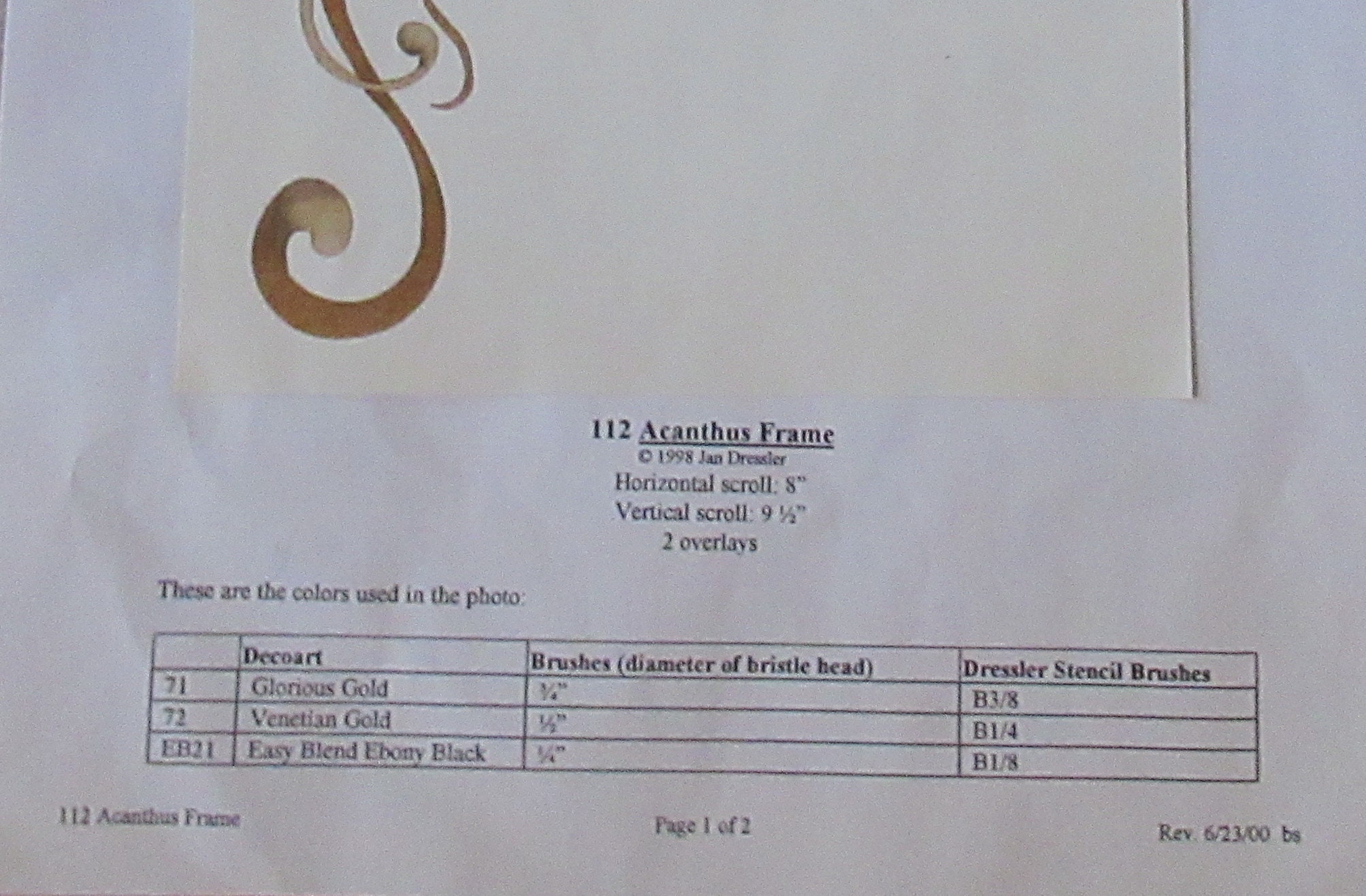 Jan Dressler Stencil acanthus Frame 112 Etsy