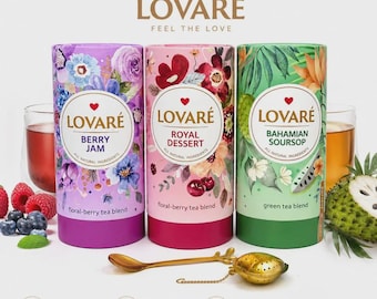 Set de regalo de té de hojas sueltas de lujo | Colección de tés premium Lovaré | Regalo para amantes del té | Caja de regalo de bienestar | Regalo de cumpleaños para ella | Set de regalo de té