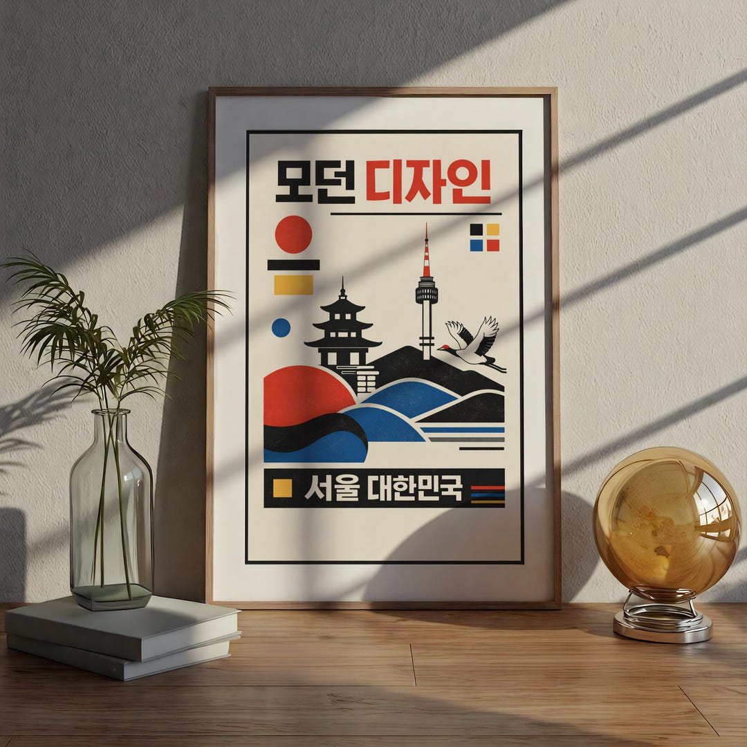 Korea Retro Graphic Poster Matte Vertical Poster | Korean Skyline ...