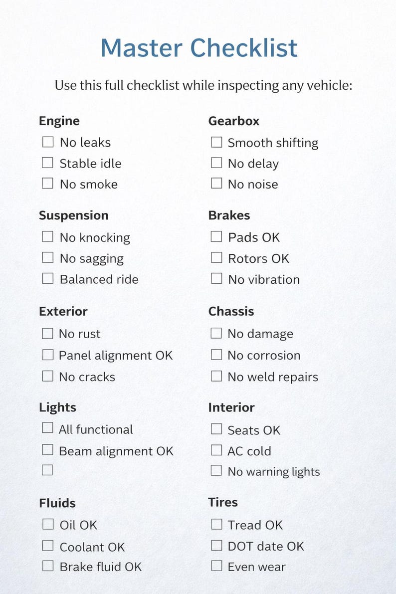 Professional Car Inspection Guide • Used Car Checklist PDF • Step-by-Step Pre-Purchase Automotive Inspection • Avoid Costly Mistakes image 6